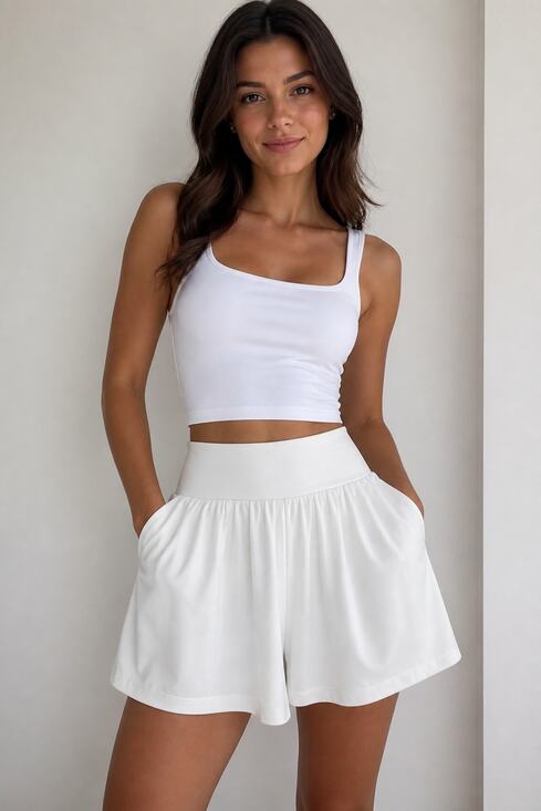 Halara Pants - Halara White SoftZero Airy Shorts with Skirt Overlay S